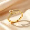 Anillo minimalista estilo japonés con diseño de uña de pedrería brillante, moderno y elegante, apertura ajustable, para mujer