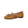 Sapatos Rasos Femininos Elegantes Estilo Ballet Francês, Boca Estreita, Sapatos de Uma Cor com Laço, Solado Macio, Estilo Mary Jane, Lançamento 2026 Primavera e Outono