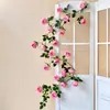 Trepadeira de rosas Monet artificial, trepadeira de rosas da montanha nevada, coberturas para teto e tubulações para decoração de áreas cênicas e pontos de fotos populares