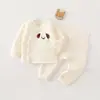 Ropa Sin Costuras Estilo Monje para Bebés Recién Nacidos Conjunto de Ropa Interior Gruesa Acolchada para Primavera y Otoño Nuevo Conjunto para Bebé Ropa Delgada de Algodón de Cintura Alta Protectora para la Barriga