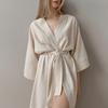 Pijama de Algodón Puro 2026 para Mujer, Estilo Europeo y Americano, Nueva Bata de Noche Transpirable Estampada de Otoño, Bata de Baño, Ropa de Casa de Algodón y Seda Transfronteriza para Mujer