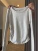 Camisa Base Plisada Ceñida a la Cintura para Mujer, Primavera 2026, Cuello Redondo Irregular, Hombro Normal, Camiseta de Manga Larga con un Diseño Elegante para Usar en Capas