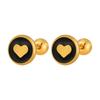 Estilo Coreano Estilo Ins Nicho Simple Goteo de Pegamento Negro Redondo Amor Hueso de Oreja Uña Moda Personalizado Acero de Titanio Forma de Corazón Pendientes