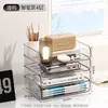 Estante de Mesa Transparente para Armazenamento de Arquivos Estante Estante de Livros Mesa de Armazenamento de Livros Escritório Acrílico Caixa Organizadora de Papel A4