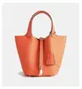 Bolso Explosivo Transfronterizo Top de Mujer Capa Superior Piel de Vaca Bolso Cesta de Verduras Bolso Cubo Versátil Bolso de Mujer de Cuero Genuino Bolso de Mano de Gama Alta