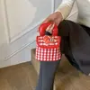 Bolso de Mano de Cuadros Rojos de Año Nuevo con Ponis para Mujer, Mini Moderno y Elegante Versátil Festivo para Niños Monedero Bolso Accesorio de Moda