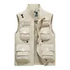 Chaleco deportivo casual de exterior para hombre para primavera y otoño, disponible en tallas grandes, con corte holgado, forro de malla y múltiples bolsillos para gran capacidad de almacenamiento