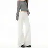 YECHUAN # Calça jeans feminina de cintura baixa, estilo americano, em denim cru, flare, versátil e modeladora, na cor azul escuro, para o outono