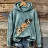 Sudadera con capucha Otoño Invierno 2026 Creativa Divertida Linda Mascota Estilo Urbano para Mujer Holgada con Bolsillo Otoño Nueva Llegada
