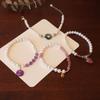 Pulsera de perlas de agua dulce barrocas con diseño de paz y amor, pulsera de cristal natural, elegante y a la moda para mujer.