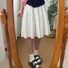 Falda midi fresca de verano ~ Falda casual Yamamoto resistente a las arrugas con bolsillos, de cintura alta, adelgazante, falda de capas, retro artístico, versátil