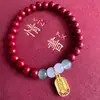 Pulseira de Cinábrio Natural de Baixo Teor em Atrações Turísticas, Areia Dourada Roxa, Estilo Chinês Presentes para Transmissão ao Vivo, Fabricantes Atacadistas Podem Enviar em Nome de Outros