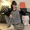 Pijama Nuevo de Otoño e Invierno para Mujer de Franela Engrosado Dulce Dibujos Animados Casual de Manga Larga Pijama Estilo Caliente Conjunto para Estar en Casa