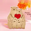 Juego de Rompecabezas de Osos Madre e Hijo de Madera Adornos de Familia de Osos de Escritorio Regalo Navideño Artesanías de Madera Maciza