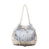 Bolso de mano para mujer, estilo veraniego y coreano, lindo y dulce, bolso commuter de gran capacidad para ir al trabajo, bolso de cubo portátil para el hombro