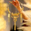 Accesorios para el Cabello de Novia Estilo Chino 2024 Nuevo Vintage Pin de Flor Dorada Vestido Clásico Xiuhe Vestido de Dragón y Fénix Adornos para el Cabello para Niños