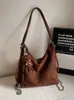 Bolsa Grande Escarchada Maillard para Mujer 2025 Nuevo Bolso Tote Retro de Gamuza Textura Otoño e Invierno Letra Bolso de Axila
