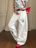 Jeans de Pierna Ancha Tipo Cimitarra con Bordado Floral Retro Americano para Mujer, Pantalones Casuales Vintage Ajustados para Pareja