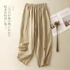 Foto Real de Pantalones de Linterna de Verano Estilo Japonés 2025 con Bordado y Retazos, Sueltos, Sencillos, Vintage, Versátiles, Pantalones de Nueve Puntos Estilo Mori Girl