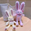 Juguete de Peluche de Conejo Dibujado con Tirador Conejo de Orejas Florales Llavero Colgante Pequeño Accesorio