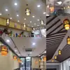 Nova lanterna vermelha de cerâmica Jingdezhen estilo chinês para entrada, hall de entrada, varanda, montada no teto, adequada para pousada, pode ser usada como luminária pendente