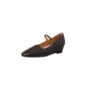 Sapatos Mary Janes Femininos 2026 Outono Couro Genuíno Oco Respirável Confortável Salto Baixo Alça Única Bico Redondo