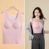 Ropa Interior Térmica para Mujer con Terciopelo Cepillado, Chaleco Nuevo de Otoño e Invierno con Almohadilla en el Pecho, Top de Capa Base Sin Costuras, Camiseta Térmica