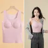 Ropa Interior Térmica para Mujer con Terciopelo Cepillado, Chaleco Nuevo de Otoño e Invierno con Almohadilla en el Pecho, Top de Capa Base Sin Costuras, Camiseta Térmica