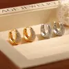 Pendientes de Moda Estilo Coreano Estilo Ins Incrustados de Diamantes, Galvanizado al Vacío de Acero de Titanio, Simples y Elegantes, de Alta Gama, Pendientes Versátiles para Mujer