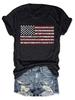 Camiseta Feminina de Verão Europeia e Americana com Estampa do Dia da Independência, Gola Redonda, Manga Curta, Moda Casual, Exportação Estrangeira, Explosões