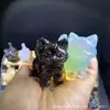 Pedra bruta de cristal natural polida, esculturas de animais mistas, esculturas de animais multimateriais, atacado de venda quente transfronteiriça