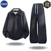 Traje de Sudadera con Textura Jacquard para Hombre Marca Nasa Primavera y Otoño Holgado Casual Camisa de Alta Gama Conjunto de Dos Piezas