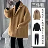 Terno de Casaco de Lã Masculino Casual Outono e Inverno Duffy Terno Bonito Jaqueta Trenchcoat Masculino Maduro Estável