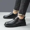 Zapatos Casuales Transfronterizos para Hombre Estilo Británico Zapatos de Negocios Casuales Suela Gruesa Cómoda Transpirables Para Ir al Trabajo Suela Suave Zapatos de Cuero para Hombre