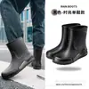 Botas de lluvia cortas para hombre, impermeables, con puños elásticos, forradas de polar, botas de trabajo duraderas, botas de agua antideslizantes para exteriores, botas de pesca