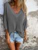 Nueva Camiseta Transfronteriza para Mujer con Corte Exterior Largo de Punto Diseño Estilo Montaña Perezoso Cuello en V Prendas de Punto Anti-Tejido