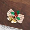 Decoraciones Navideñas Lazo Cuadros Borgoña Cascabeles Flores Adornos para Árbol de Navidad Accesorios para Empaque de Regalo