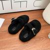 Zapatos de Media Caña con Suela Gruesa de Celebridad de Internet para Uso en Exteriores, Zapatos Peludos de Alta Gama Estilo Celebridad de Internet para Mujer, Zapatos de Algodón Cálidos para Uso en Exteriores