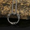 Collar de acero de titanio europeo y americano no se decolora cabeza de lobo para hombre grifo conectando colgante de acero inoxidable anillo vintage joyería al por mayor