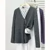 Camisa Básica de Manga Larga Acanalada con Patchwork de Encaje Estilo Elegante Nueva Temporada Primavera 2026 Talla Grande para 100kg Camiseta Falsa de Dos Piezas 9456