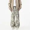 Jeans Camuflados Personalizados Transfronterizos para Hombre, Primavera y Otoño, Pierna Recta Holgada, Bolsillos Grandes, Pantalones Casuales Estilo Americano de Trabajo