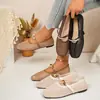Verão 2026 Novo Comércio Exterior Tamanho Grande Feminino Casual Confortável Vazado Fivela de Metal Slip-on Mocassins Tamanho Único