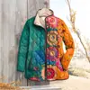 Chaqueta acolchada de algodón para mujer, moda independiente transfronteriza 2025 de Temu, con estampado digital de plantas y flores