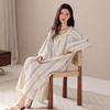 Bata Larga de Manga Larga de Algodón Lycra para Mujer para Primavera y Otoño Se Puede Usar Fuera del Pijama Ropa Dulce para el Hogar Nueva Estilos de Otoño e Invierno