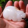 Jade afgano natural, rico cerdo, valiente pieza de mano, piedra de jade azul y blanca, ojo de gato, sapo dorado, col, juego de jade