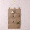 Bolsa para Colgar Joyería de Yute Bolsa de Almacenamiento para Colgar en la Pared del Hogar Bolsa de Almacenamiento de Cinco Bolsillos Bolsa de Arreglo para Colgar en la Pared del Hogar