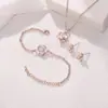 Conjunto de Collar, Aretes y Pulsera de Flor de Rosa, Juego de Joyería Chapado en Oro de 14K para Mujer, Directo del Fabricante
