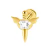 Brincos Cruzados Liga de Titânio G23 Formato de Coração Borboleta Zircônia Piercing de Lábio com Dente Interno Joias Moda Europeia e Americana Unhas de Hélice