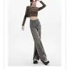 Jeans Vintage Rasgado Plus Size para Mulheres, Novo Estilo de Verão, Design Estiloso para Figuras Curvilíneas, Calças Versáteis Largas de Cintura Alta Retas de Perna Larga
