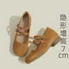 Sapatos Mary Jane para Mulheres Baixas, Sola Macia, Confortáveis, Bico Quadrado Baixo, Versáteis para o Dia a Dia, Salto Bloco, Sapatos de Salto Alto em Camurça